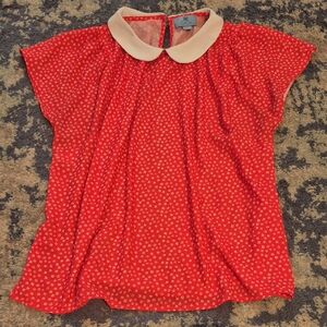 CeCe Red and Cream Floral Top
